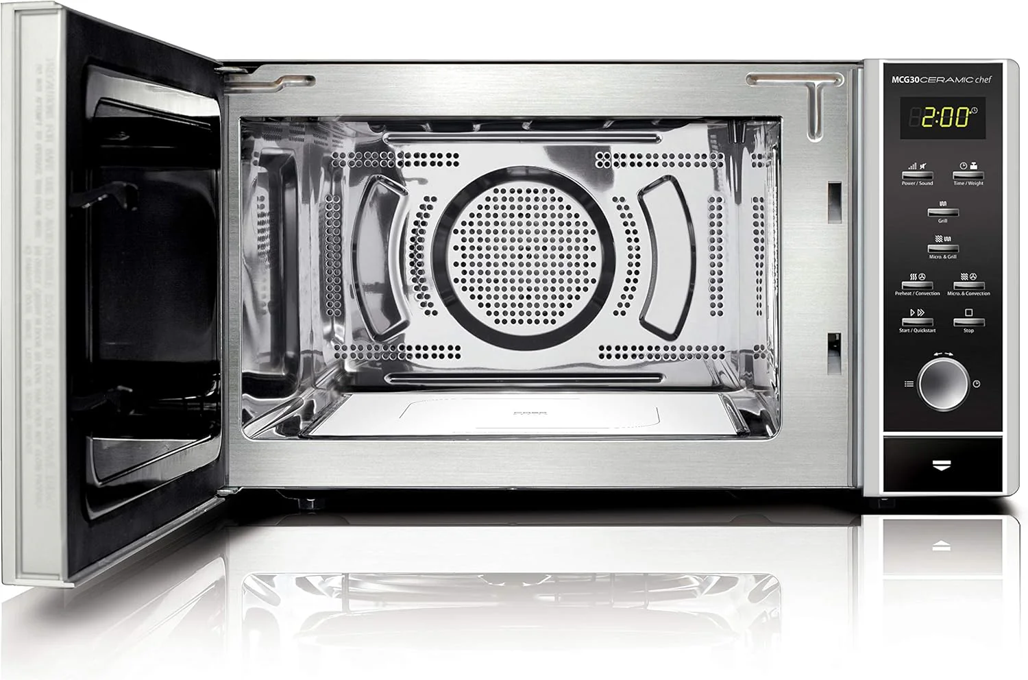 CASO MCG30 Ceramic chef Testsieger Haus & Garten Test, 3in1 Mikrowelle mit Grill + Hei?luft 2100W 30L, Borosilikatglasboden, Backofen-Funktion bis 200��C