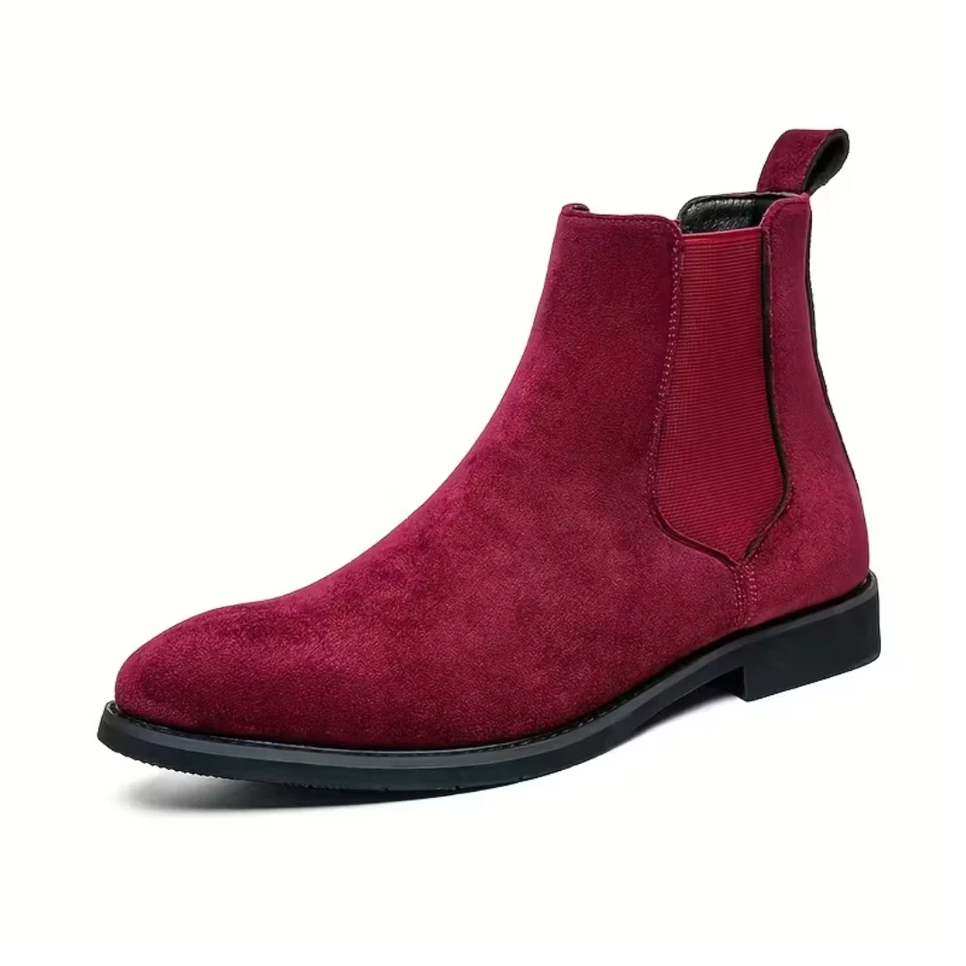 Men��s Red Chelsea Boots �C Suede Finish