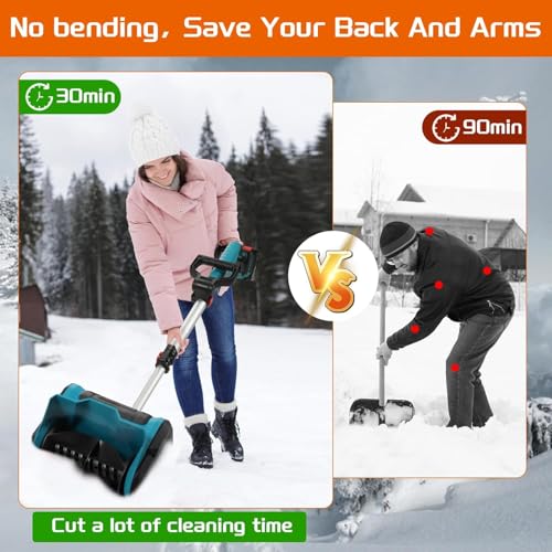 WaaYb Spazzaneve Spazzolato con Pala per Rimozione Neve Senza Fili, Spazzaneve Elettrico con Regolazione in 3 Direzioni, Spazzaneve a Spinta Manuale con Pala da Neve Distanza di Lancio di 20 FT : Amazon.it: Giardino e giardinaggio