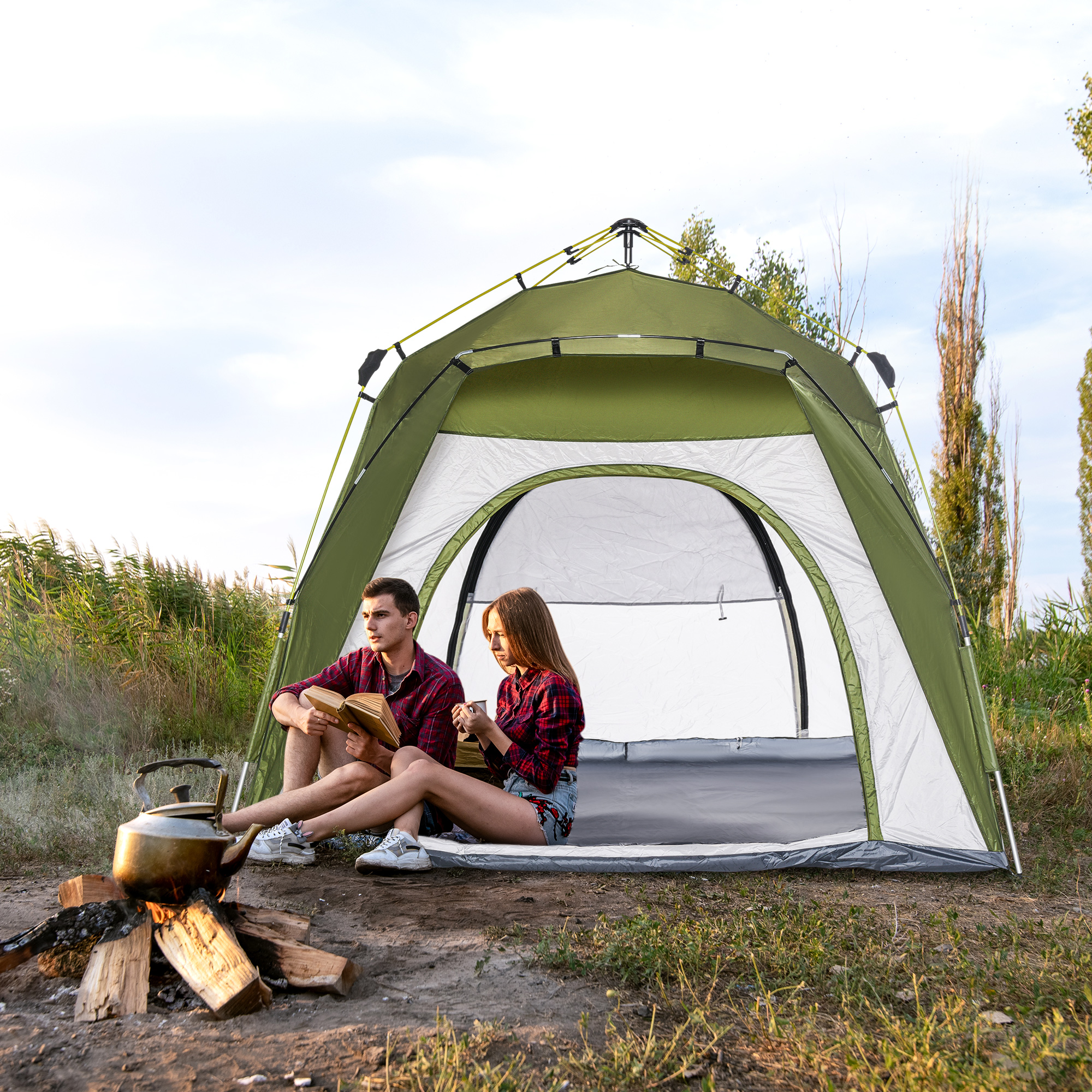 bivvy tent is aluminium glasvezel 195cm x 240cm x 240cm