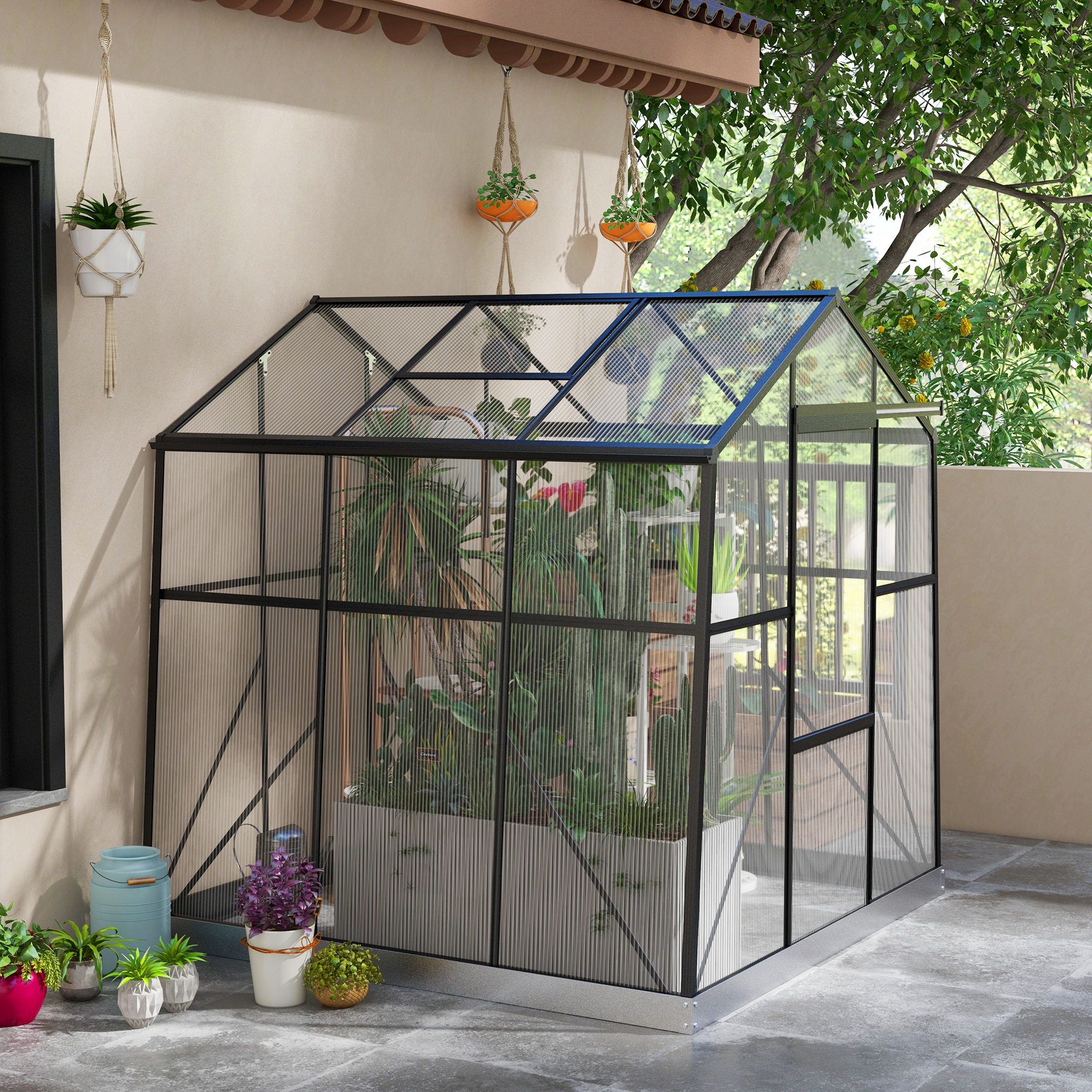 Kas Kweekhuis Kweekbed, weerbestendig, 192 x 192 x 203 cm, Zwart