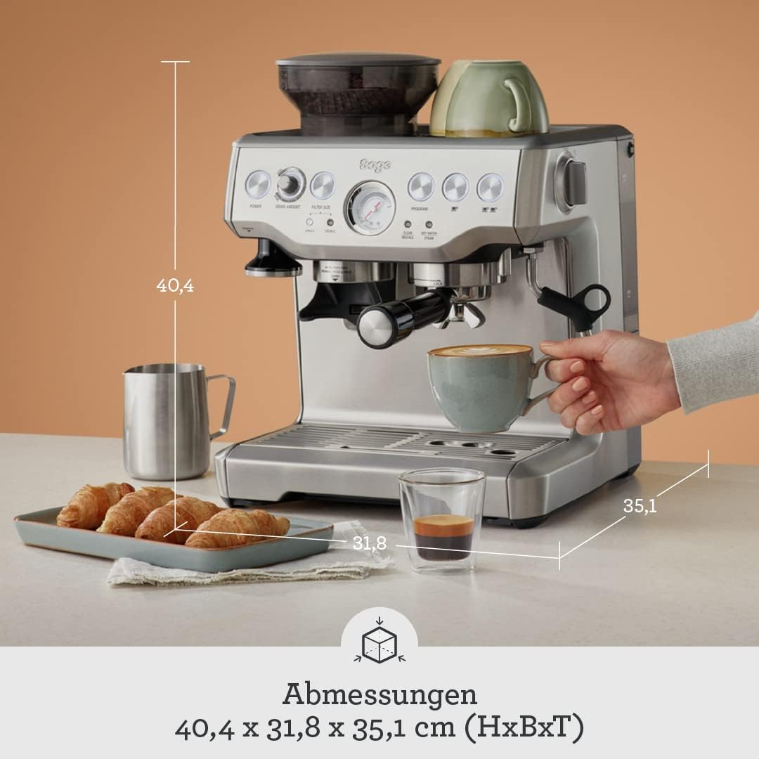 Sage - The Barista Express - Kaffeemaschine mit manuellem Milchaufschäumer & integriertem Mahlwerk - 16 Mahlgradeinstellungen, automatisches Mahlen, individueller Milchschaum - Schwarzer Trüffel