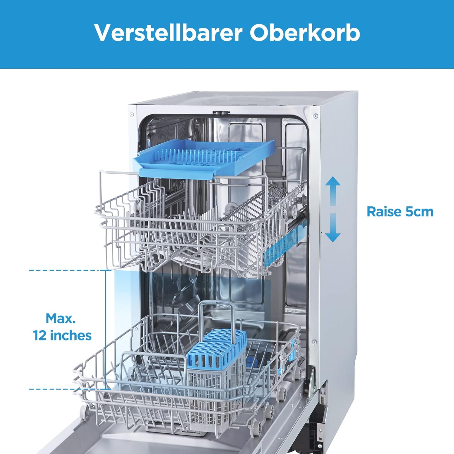 Midea Geschirrspüler Unterbau MDWEU1435XSS-W, 14 Maßgedecke, Spülmaschine 60 cm Teilintegrierbar mit WIFI, Extra Trocknung, 7 Programme, 47dB, 0-24h Startzeitverzögerung, Inox