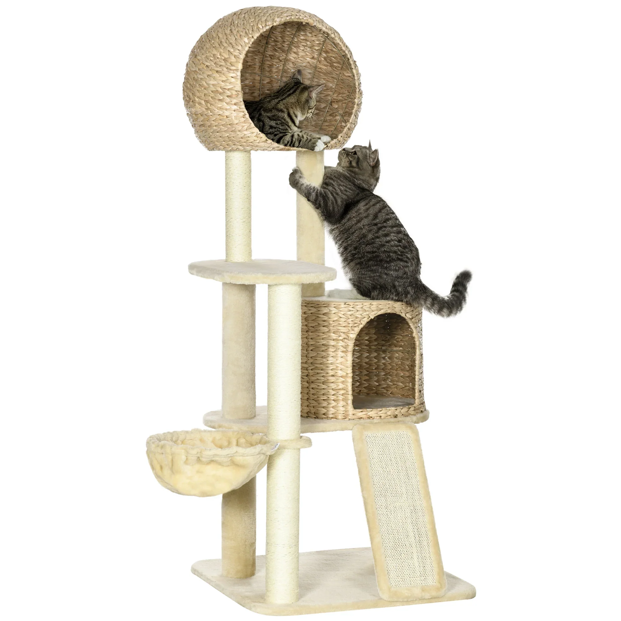 PawHut Krabpaal Kattenhuis met hangmat en uitkijkplatform