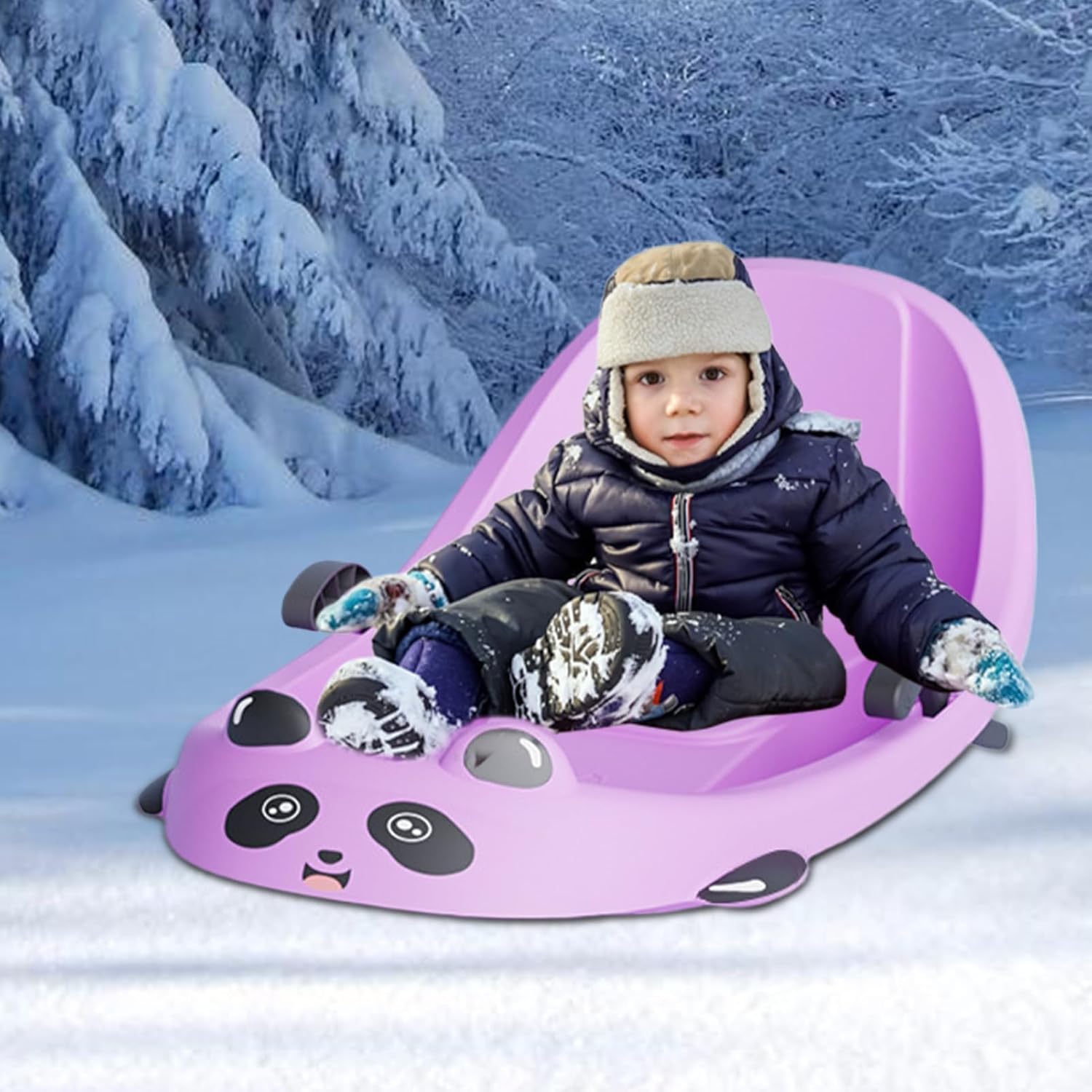 Schneeschlitten für Kinder, Wintersportausrüstung, Kleinkindschlitten mit integrierter Bremse, für Schneehügel, Park, Hinterhof, Spielplatz, Jungen, Mädchen, Kinder, Vorschüler