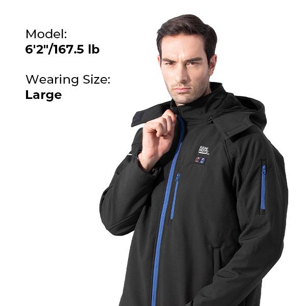 (Free Gift)Kemimoto Men's Electric Warming Heating Coat with Battery Pack & Detachable Hood