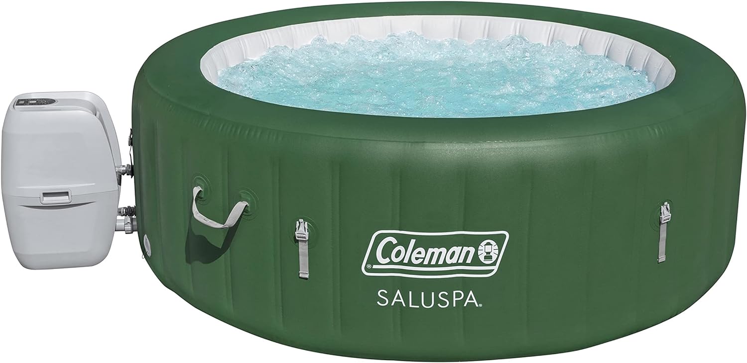 Inflatable Hot Tub Spa | Portable Hot Tub with Heated Water System and 140 Bubble Jets | Fits Up to 4 People