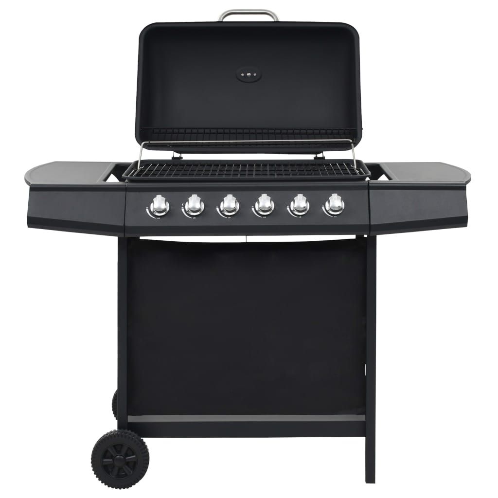 VidaXL przenośny grill gazowy z 6 polami grzewczymi, stal czarna