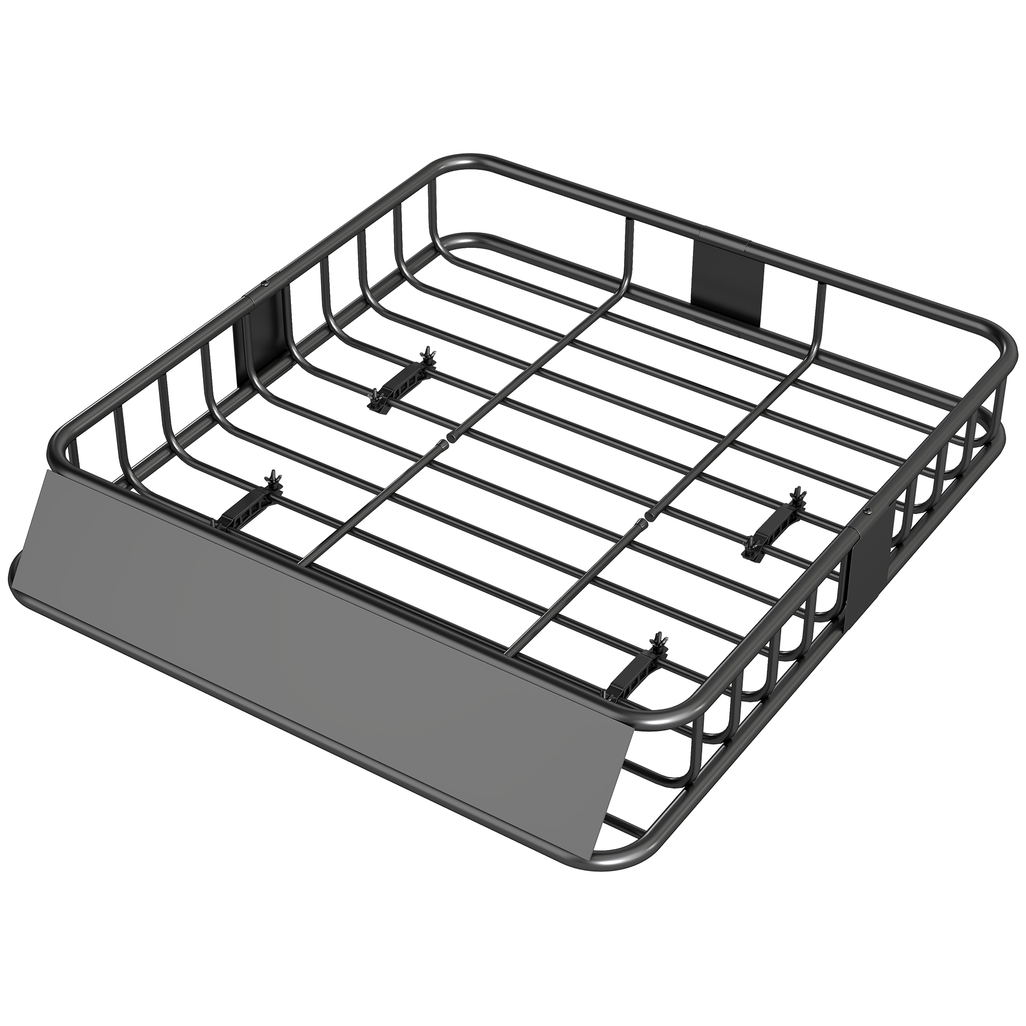 Auto Dakbagagedrager, Dakmand, 90,7 kg Draagvermogen, met Winddeflector, Stalen Buizen, Zwart