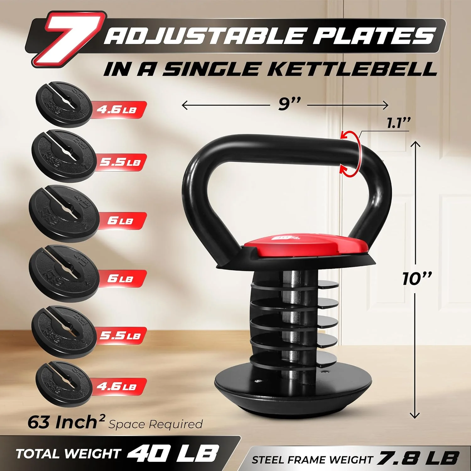 Yes4All Adjustable Kettlebell. Kettle Grip. Kettlebell Handle. Convert to Kettlebells Weight Set