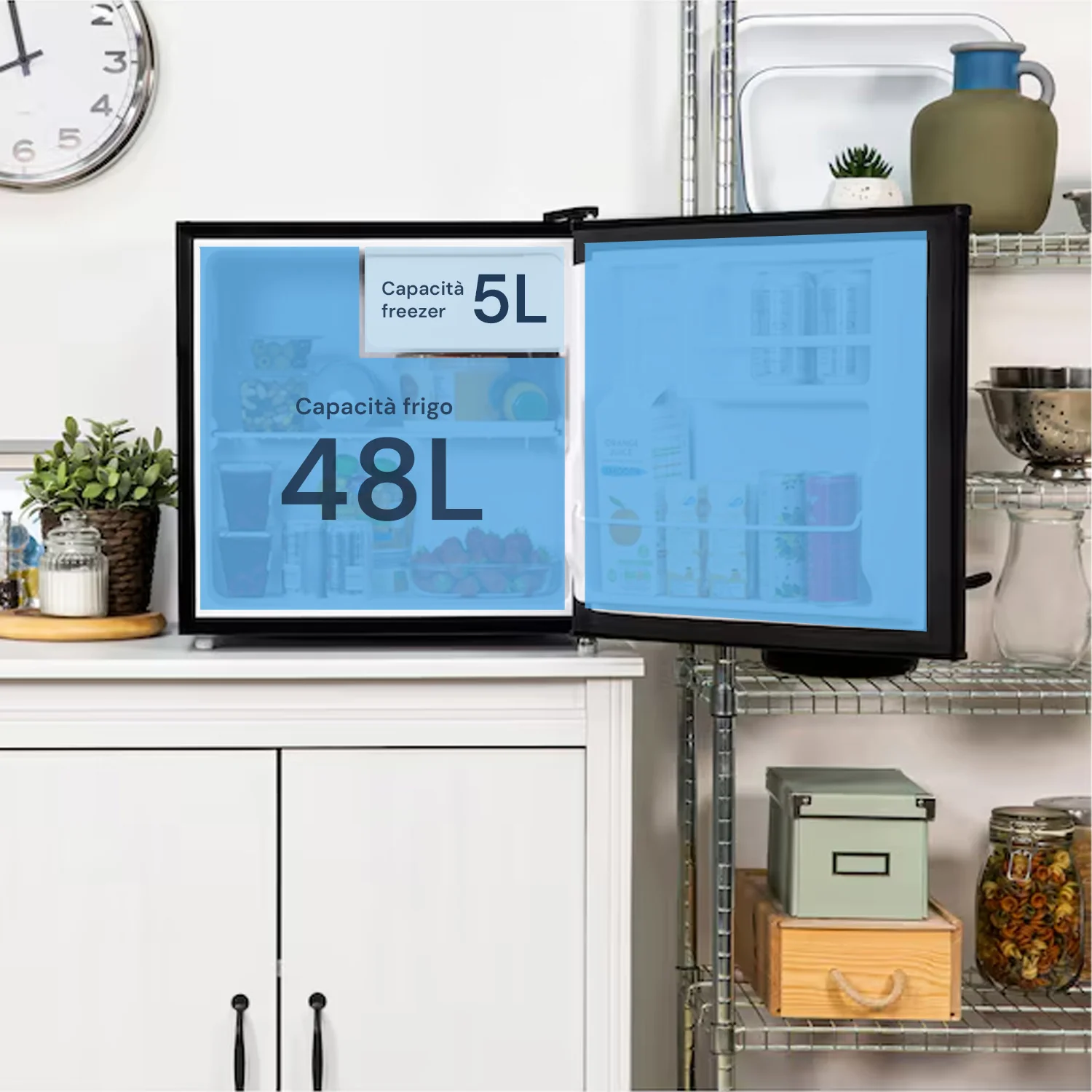 Mini Frigo In Metallo - 48l Con Freezer 5l 85w Nero