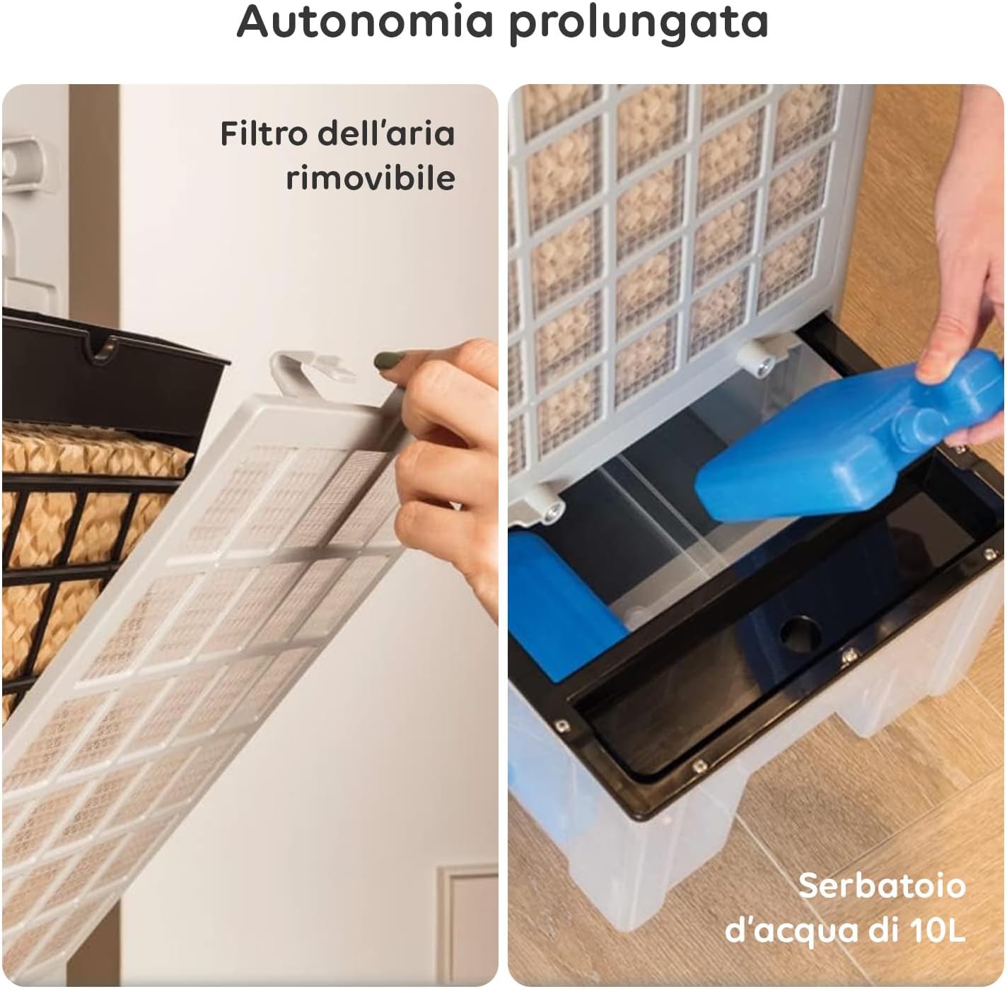 Avilia - Verdunstungskühler Trio Clima 4-in-1 Kalt/Warm 80-2000W mit Befeuchtung, Luftreinigung, Tank 10L, Timer 12H, Fernbedienung und Rollen für Haus und Büro