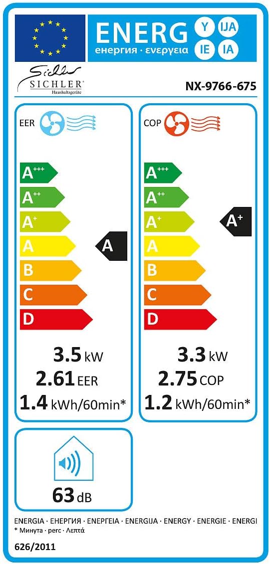 Sichler Haushaltsgeräte Klimaanlage mit App: Klimaanlage, Heiz-Funktion, 12.000 BTU/h, 3.500 W (Versandrückläufer) (Raum, Smarte, Kühler)