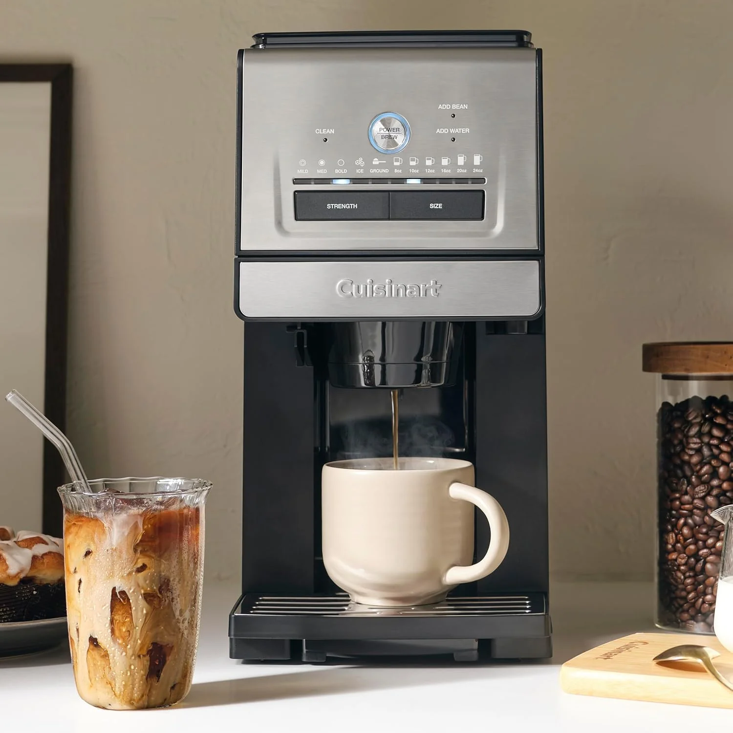 Cuisinart Coffee Maker, Custom Grind and Brew Single Cup Coffee Maker, 6 Cup Sizes, Built-in Stainless Steel Burr Mill, Adjustable Strength, Grind Control and Over Ice Feature, Easy Cleaning, DGB-30