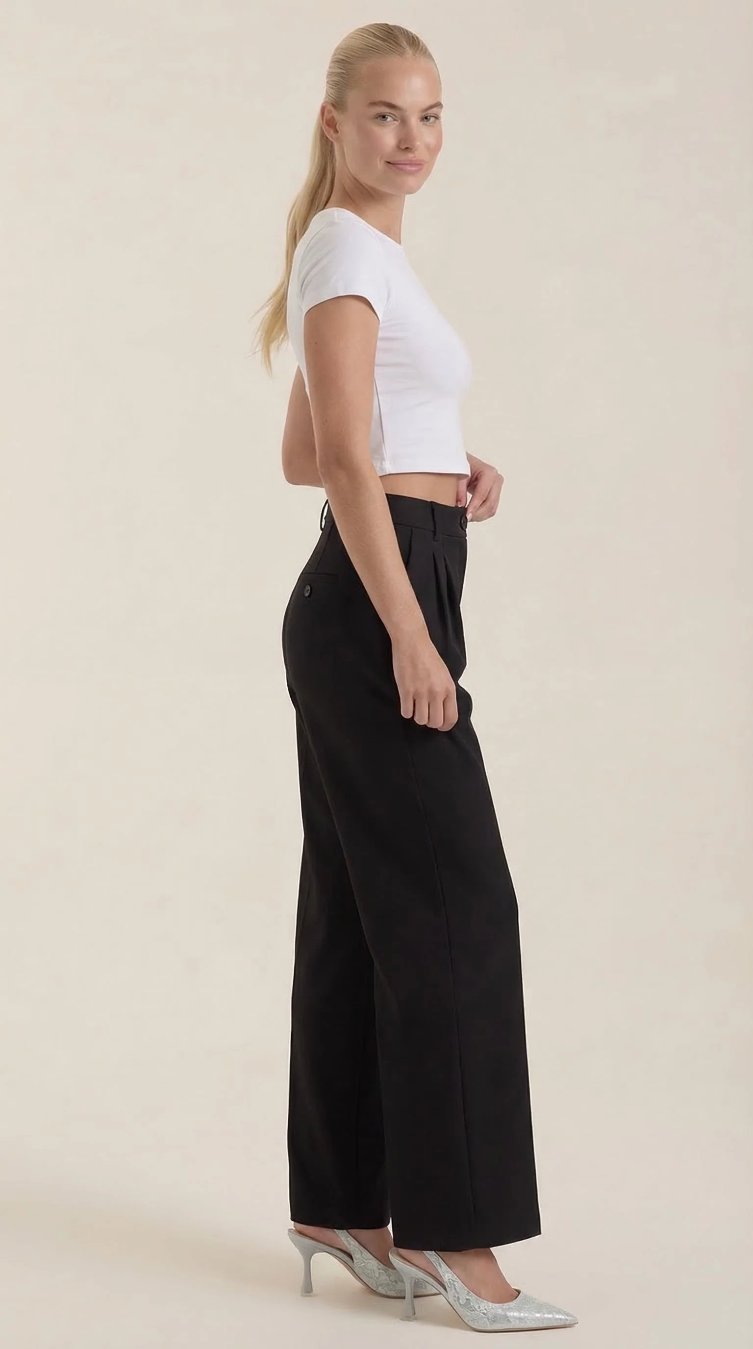 High Waist Stoffhose