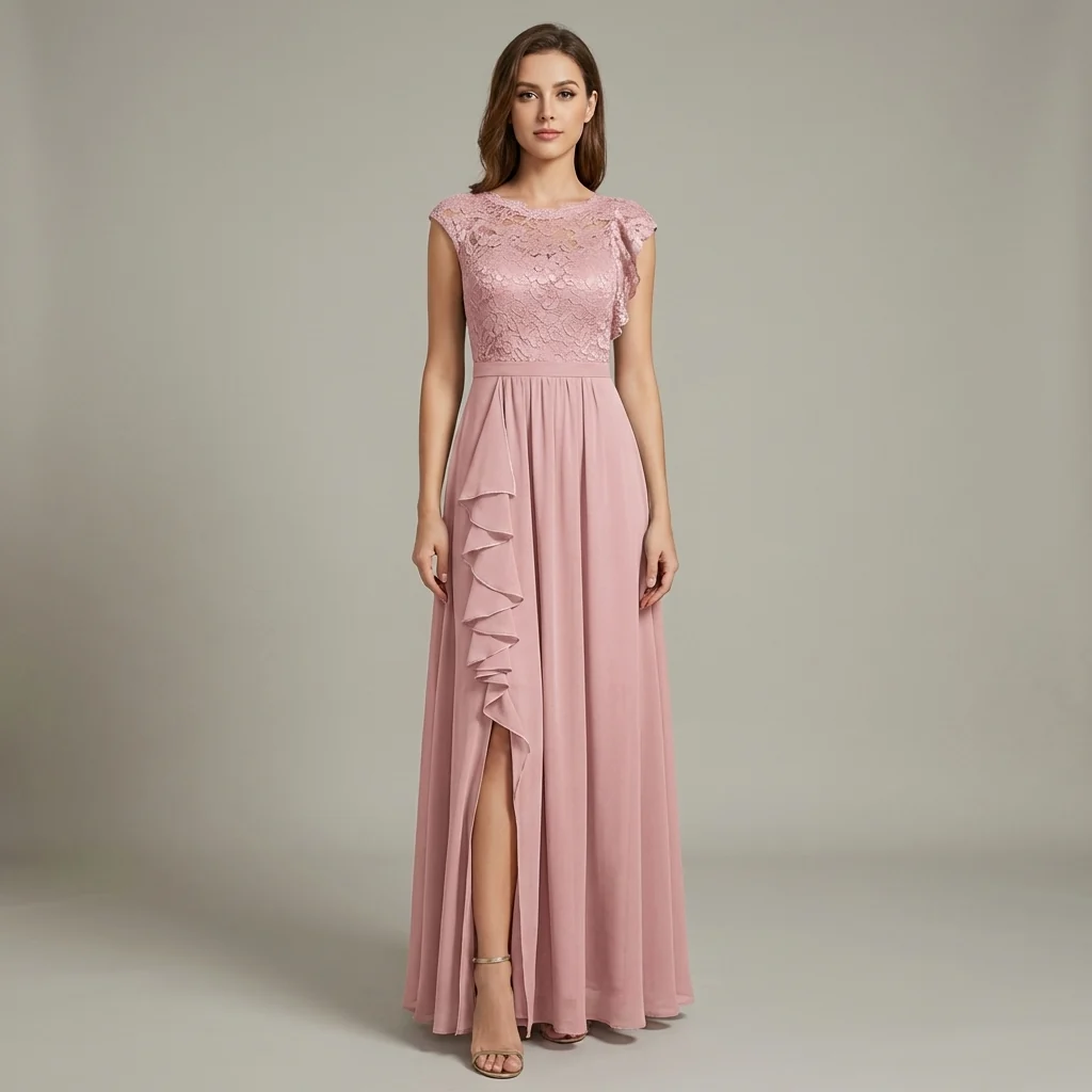 Elegantes Maxi-Chiffonkleid mit Blumenmuster und V-Ausschnitt