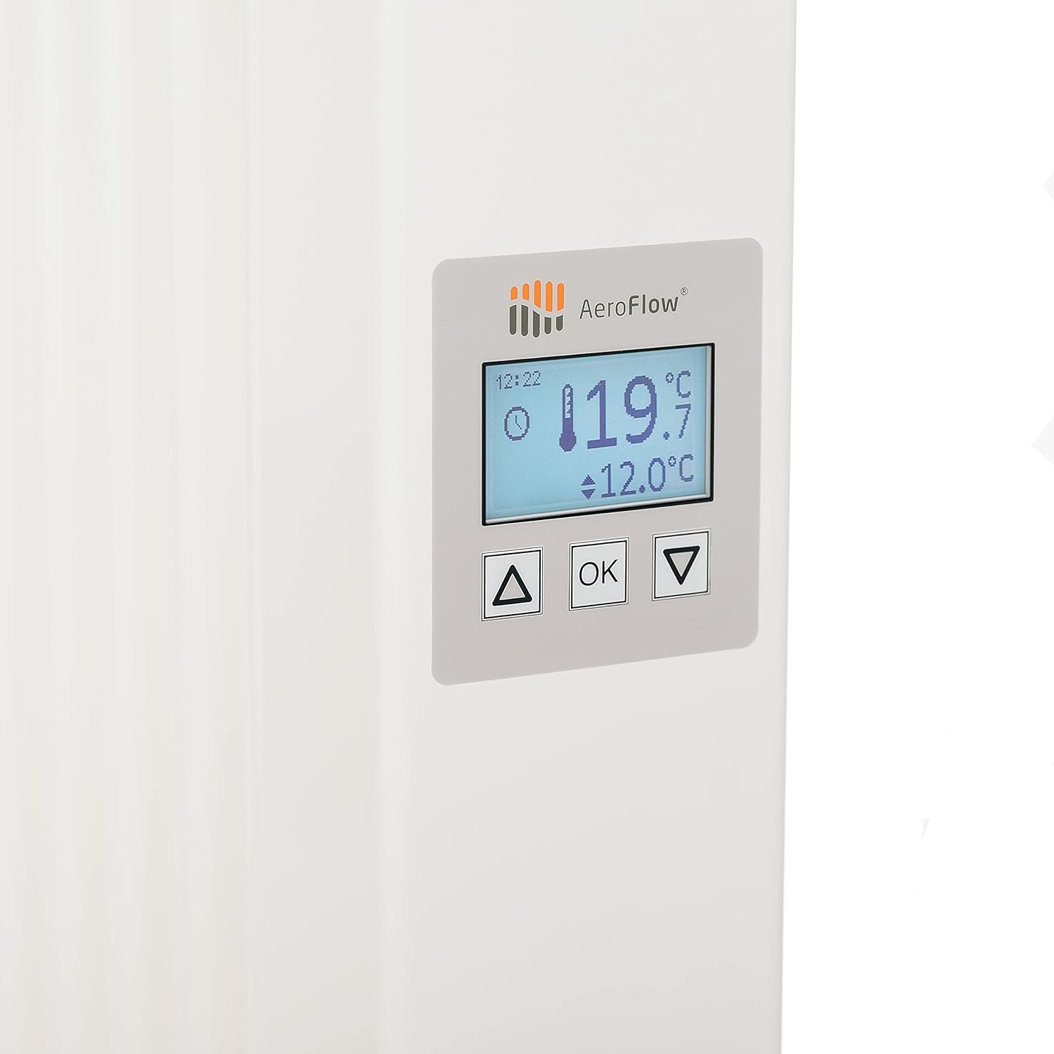 AeroFlow Elektroheizung SLIM TALL 1600 mit Schamottekern FlexiSmart-Displayregler elektrische Zusatzheizung, Nachtspeicher Ersatz, Elektroheizkörper-Heizgerät
