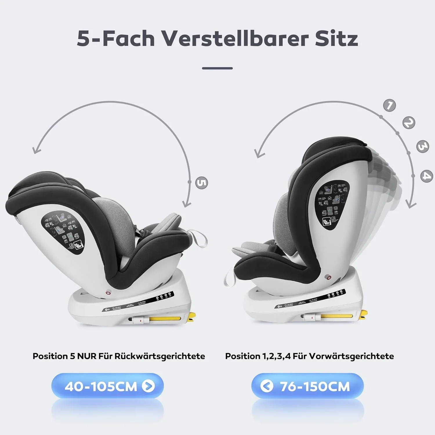 Miophy I-Size 360��drehbar Kindersitz, Gruppe 0+1/2/3, 0-12 Jahre, 40-150 cm, Baby Autositz mit isofix