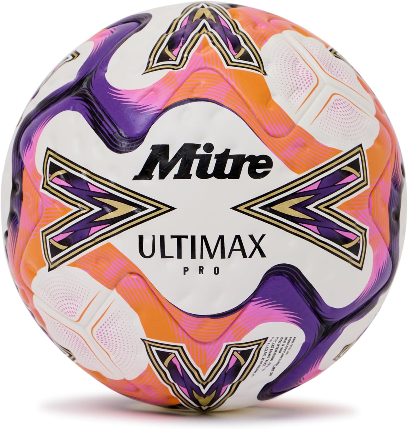 Mitre Unisex-Erwachsene Ultimax Pro 26 Fußball, Weiß/Orange/Lila, 5