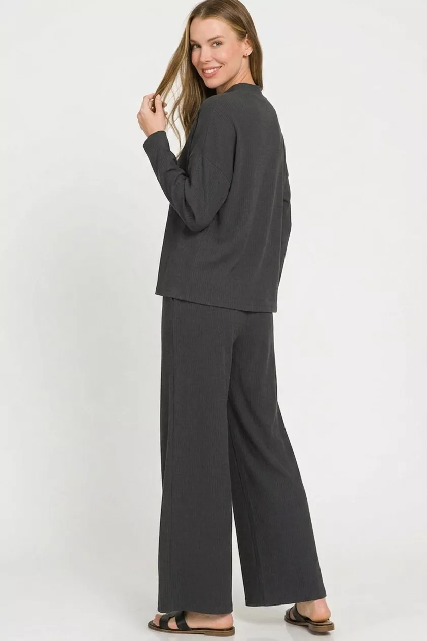 Zenana Viscose Sweater Top & Pants Set