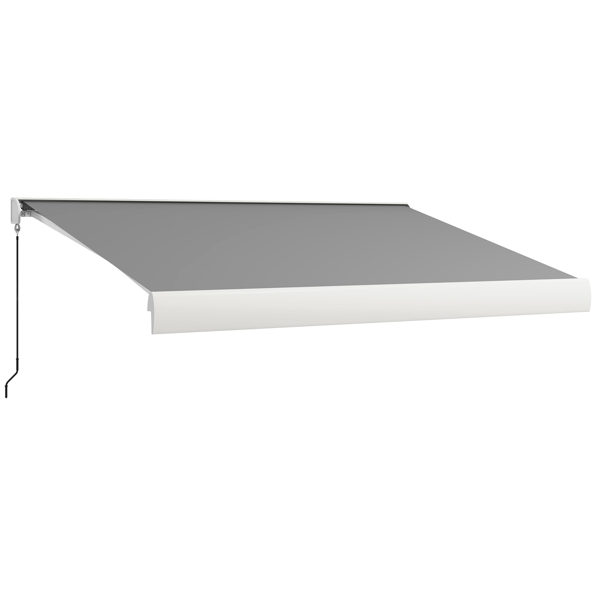Outsunny Zonwering, elektrisch/handmatig uitschuifbaar, Volledige cassette, Afstandsbediening, Aluminium frame, 4 x 3 m, Lichtgrijs