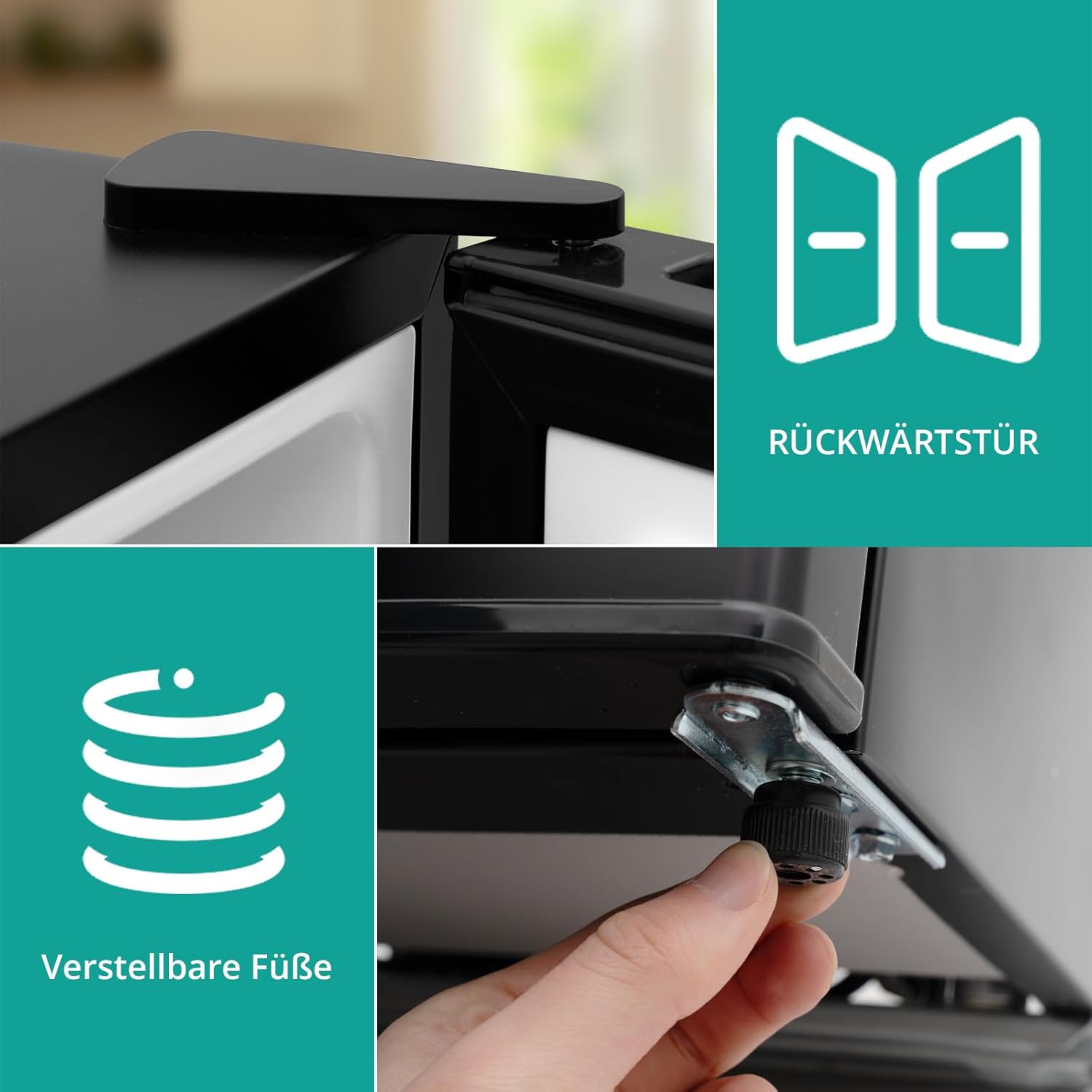 SMETA Mini kühlschränke 45L, Getränkekühlschrank klein 230V, Leise Tischkühlschrank für Büro, Camping, Schlafzimmer & Hotel mit Umkehrbarer 6-Stufen Thermostat, 39dB, 0-10℃,Schwarz