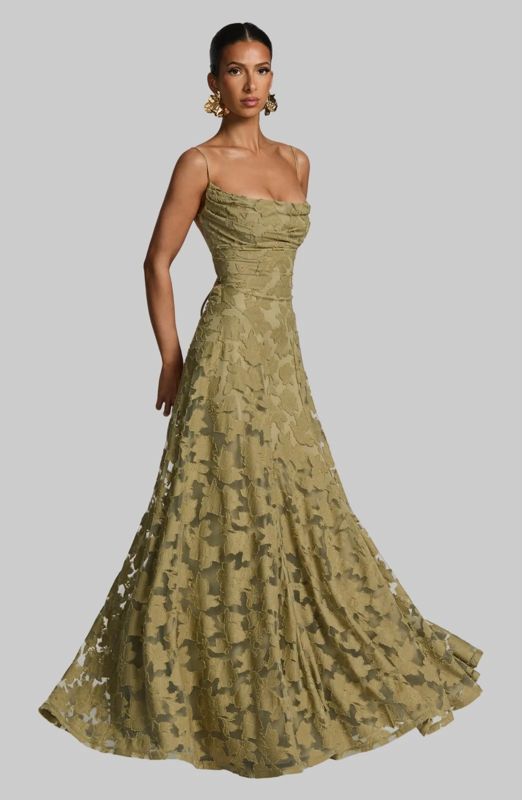 Damen Maxi-Kleid aus 100% Viskose | Sommerkleid mit Blumenmuster, Wasserfallausschnitt und verstellbarer Schn��rung