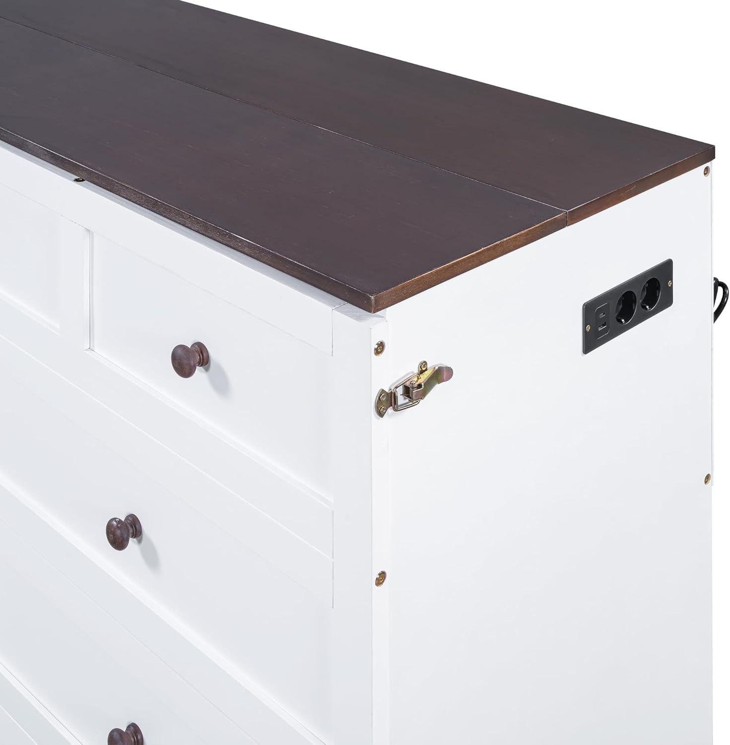 Schrankbett, 140 x 200, Mobiles Schrankbett mit Schubladen am Bettende und Regal am Kopfende des Bettes, mit USB und Steckdose, Umbaubares Plattformbett, Ohne Matratze, weiß