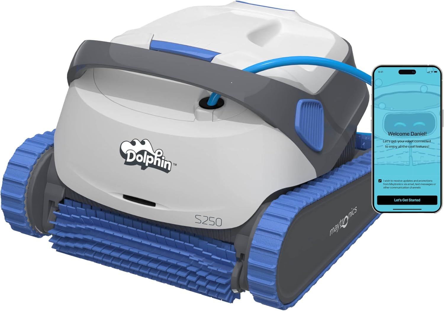 Dolphin S250 Robotic Pool Cleaner for Inground Pools, 15m Coverage, Ultra-Fine Filtration, PVC All-Terrain Brush