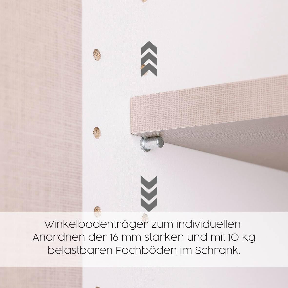 Rauch Möbel Nabila Kleiderschrank für Schlafzimmer, Kinderzimmer, Jugendzimmer, Flur, 3-türig, Push-to-Open, mit Zubehör Classic, Farbe Weiß, Breite 140 cm