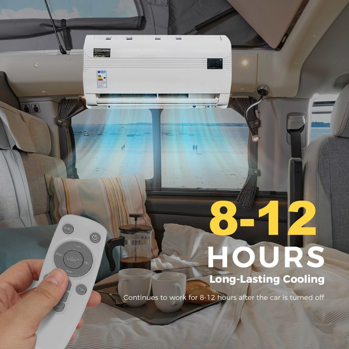 Sunster Split Klimaanlage Wohnwagen, Electric AC Unit 12 Volt Fit für Wohnmobile Bus Anhänger Traktoren Camper Van Parken Klimaanlage Schnelle Kühlung Low Noise