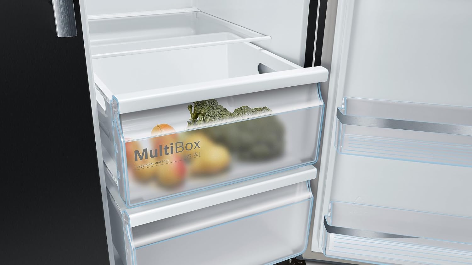 Bosch KAD93ABEP Serie 6 Amerikanischer Side-by-Side Kühlschrank, 178,7 x 90,8 cm, 371 L Kühlen & 191 L Gefrieren, Eis- und Wasserspender mit Wasseranschluss,No Frost, XXL-Fassungsvermögen