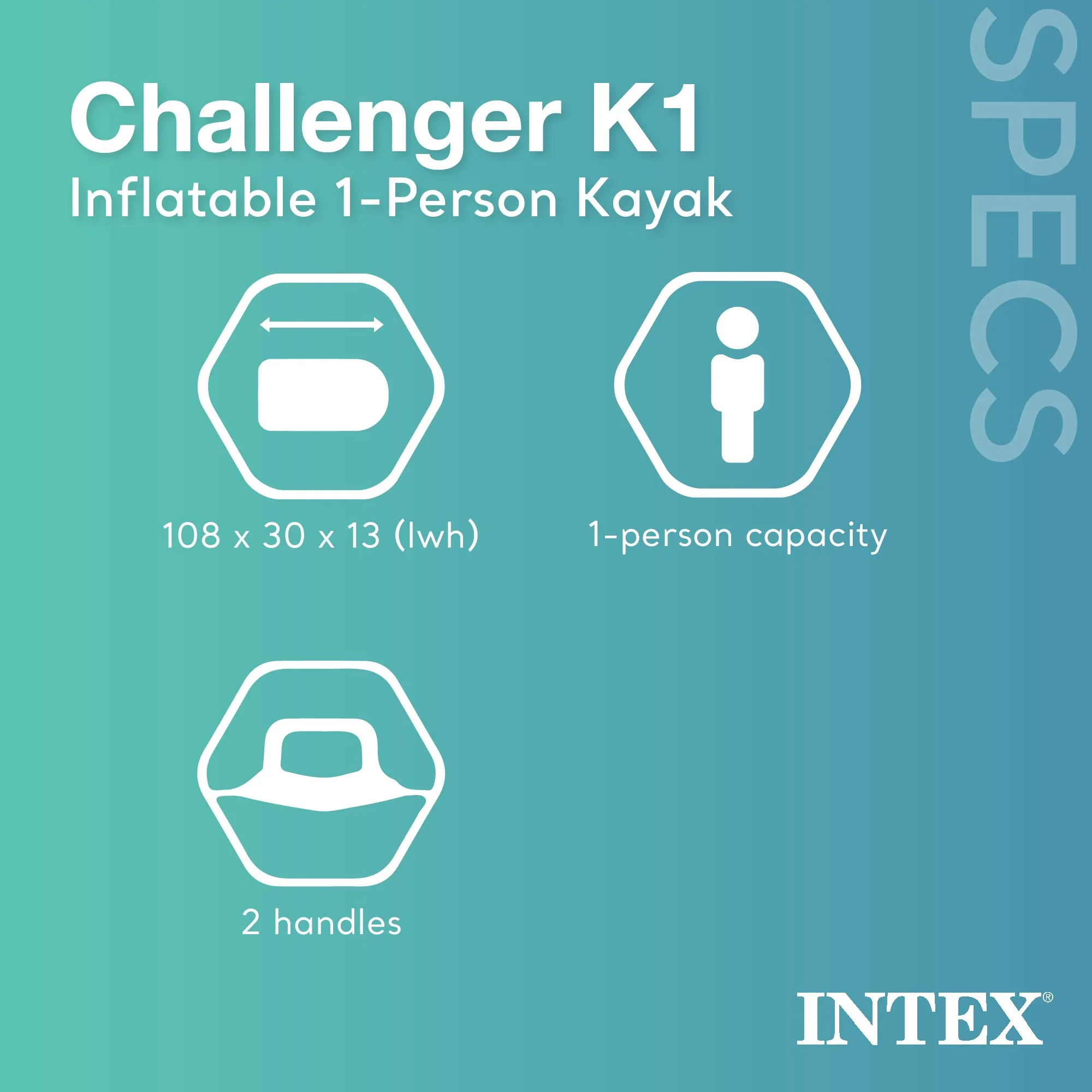 2025 Intex Challenger K1 Opblaasbare Kajak voor 1 Persoon met Accessoires, Peddels en Pomp