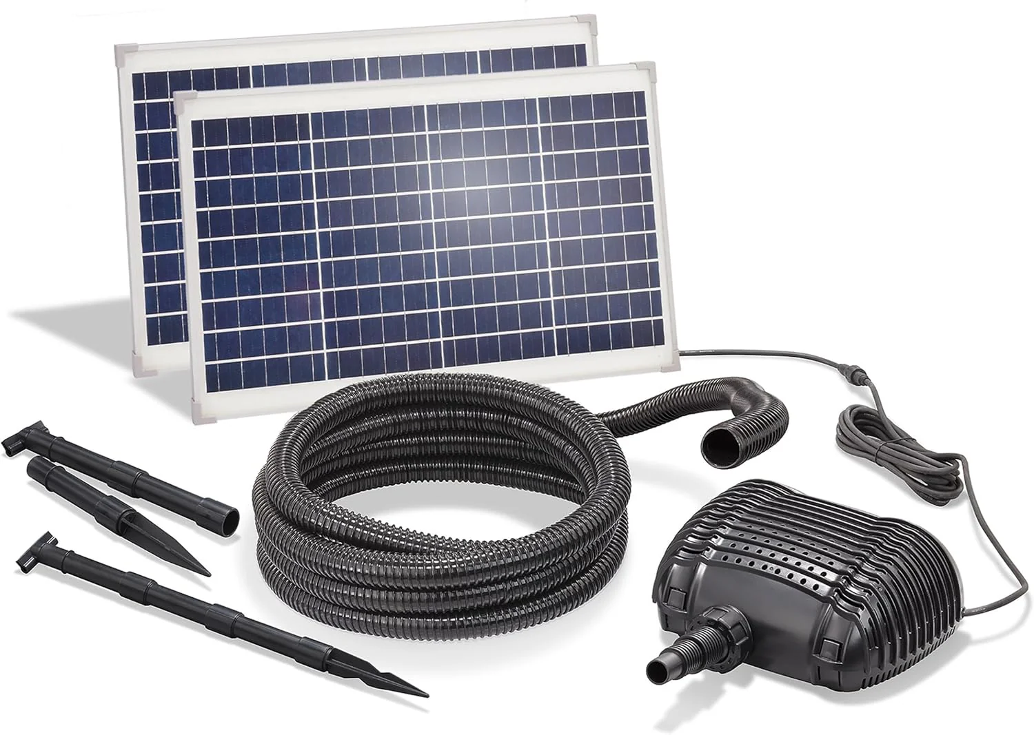 esotec Solar Bachlaufset 70 3400 PRO, Komplettset, Bachlaufpumpe 3400l/h, Solarmodul 70Wp, Erdspie?, Teichpumpe, DIY Solarbrunnen, Wasserspiel, Komplettset, 3m 101966