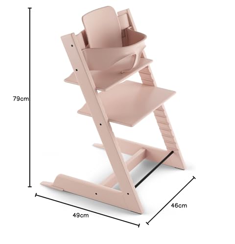 Seggiolone Tripp Trapp di Stokke con Baby Set, Serene Pink   Sedia regolabile ed evolutiva per bambini e adulti   Design ergonomico e classico : Prima infanzia