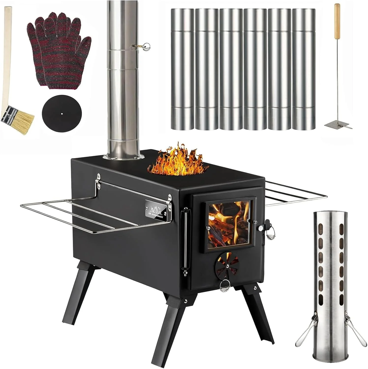 Hot Tent Stove Wood Stove. Small Wood Stove for Outdoor Heating and Cooking. Ice Fishing. Hunting