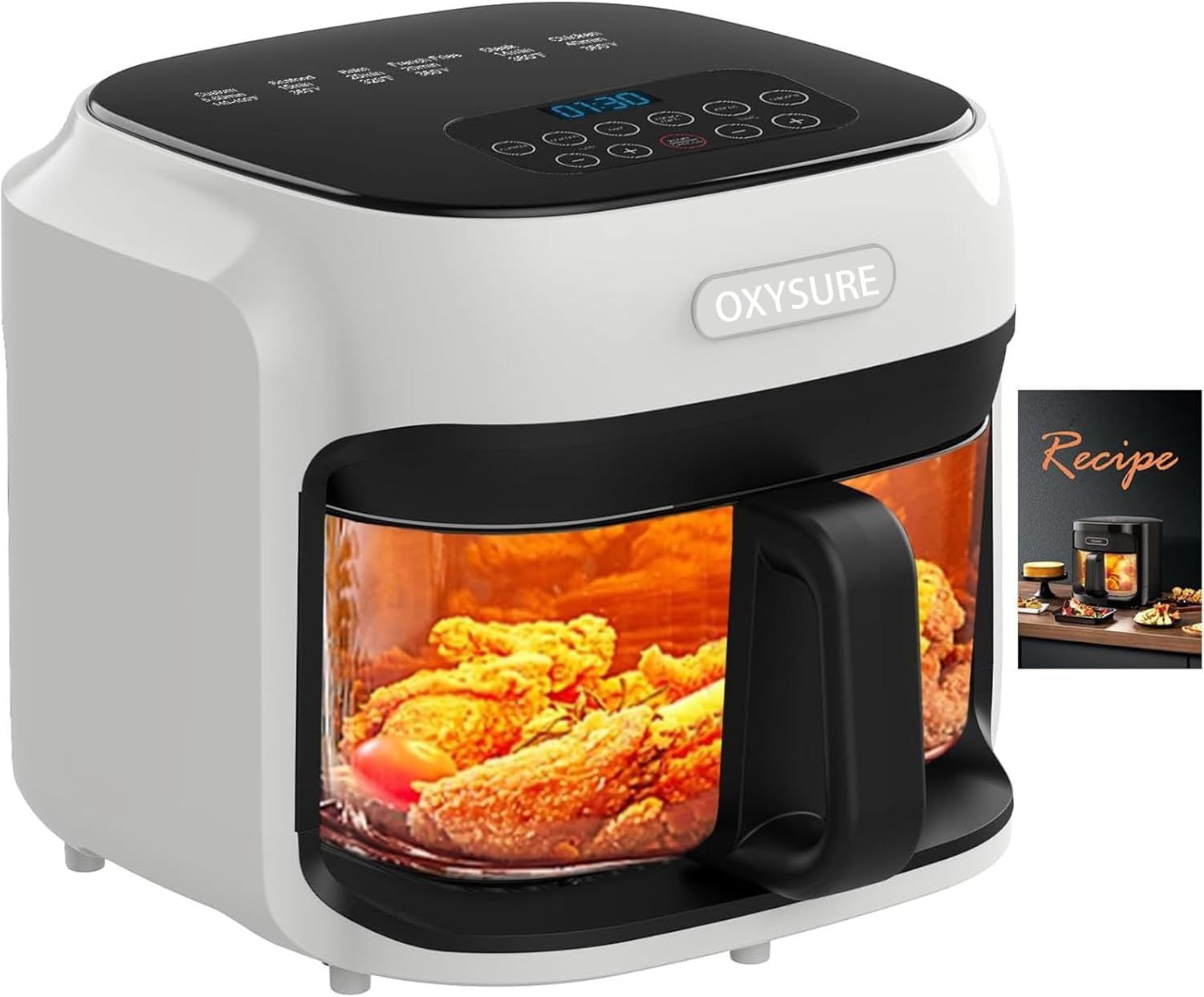 OXYSURE 7.5Qt Glass Air Fryer, 6-in-1 with 360�� Air Circulation for Healthy Cooking