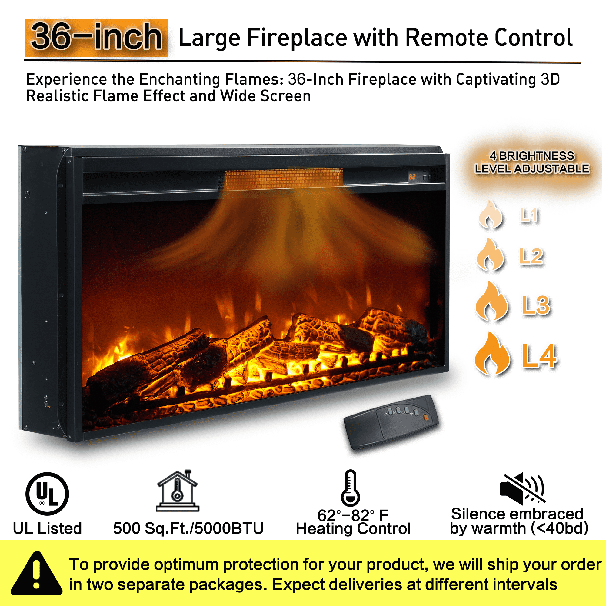 SinCiDo Farmhouse Fireplace TV Stand with 36