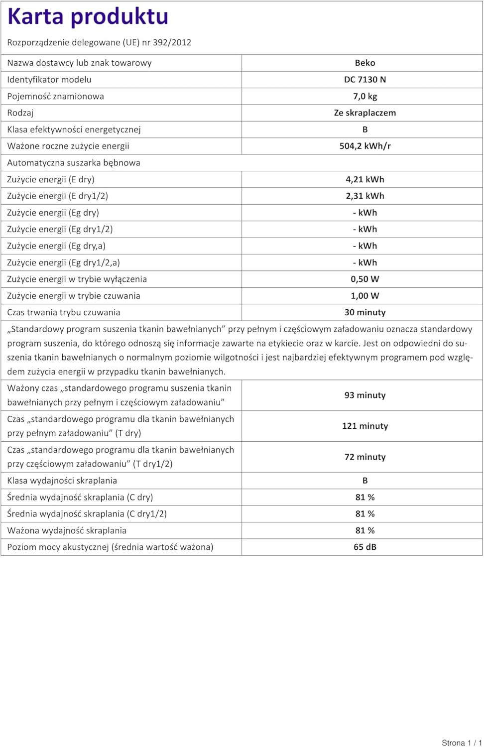Beko DC 7130 N b100 Kondenstrockner, 7 kg, Elektronische Feuchtemessung, Automatischer Knitterschutz, AquaWave-Schontrommel, 15 Programme, Express Programm