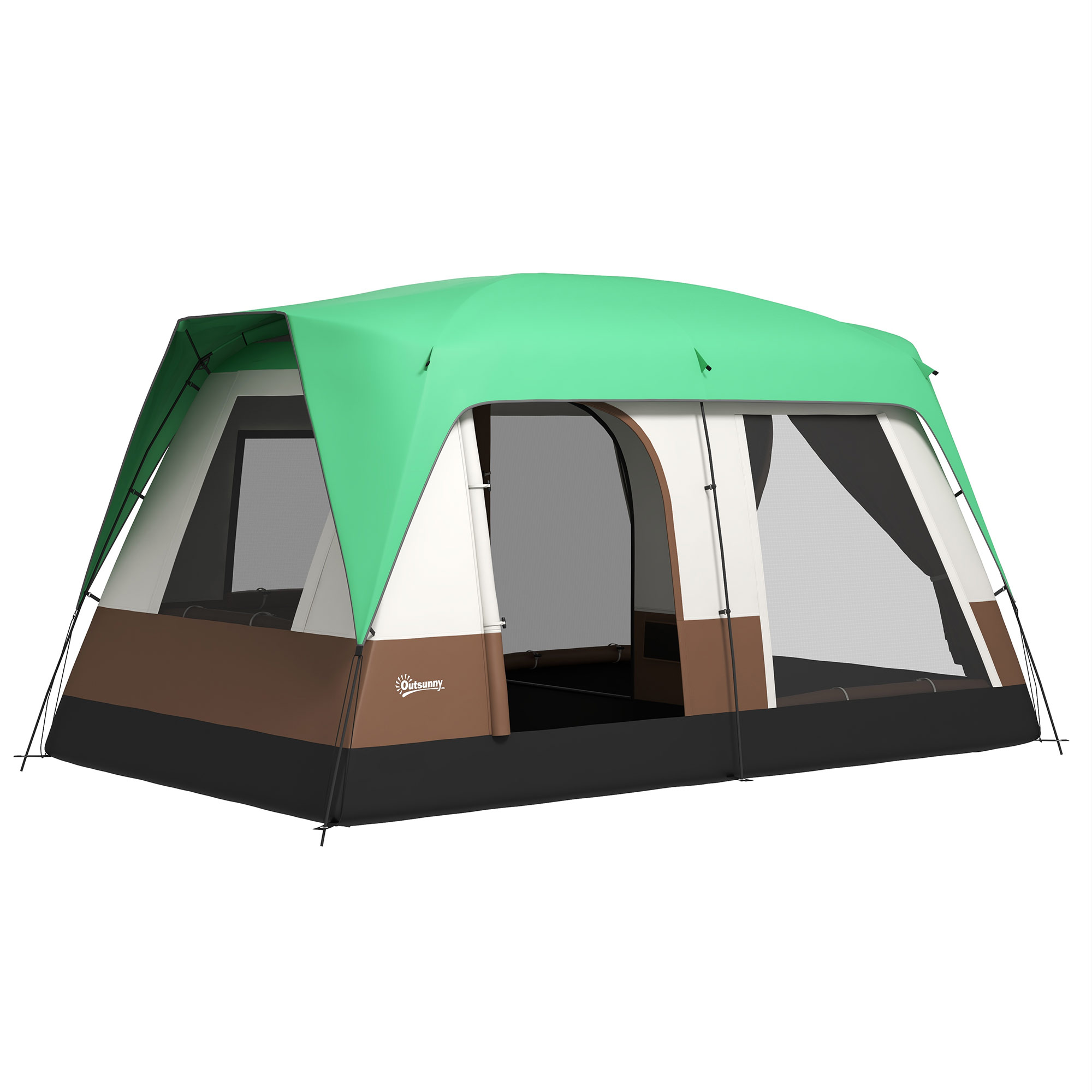 Campingtent voor 7-8 Personen, Meshvensters, met Draagtas, 4,90 x 3,05 x 2,25 m, Groen