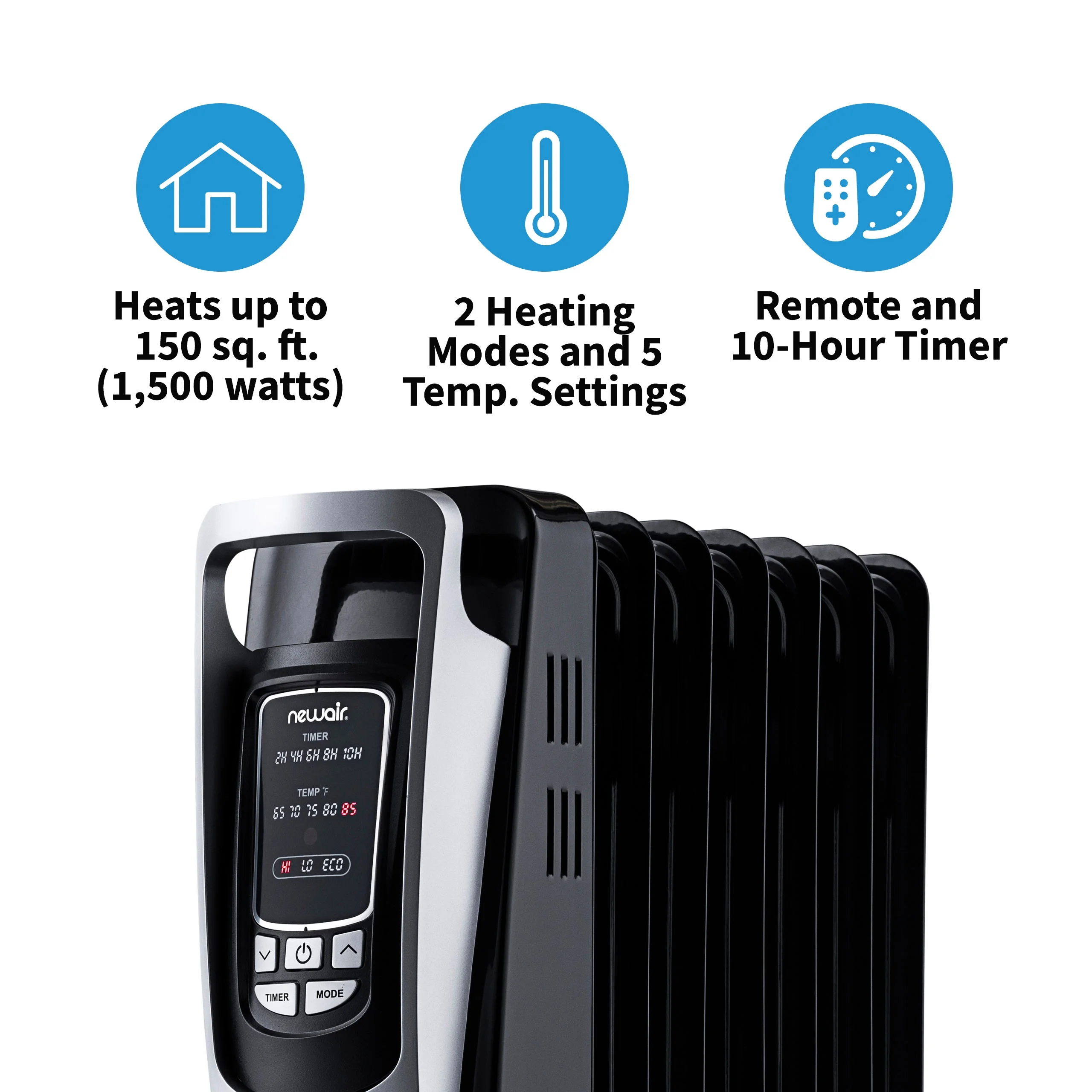 2025 Newair Olie-radiator elektrische verwarming, persoonlijke ruimteverwarmer, geschikt voor kamers tot 15 m2