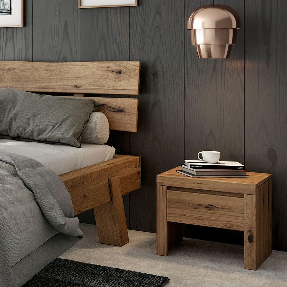 Generic Bett Futonbett Balkenbett Rustic-Eiche massiv Holz geölt Schlafzimmer Henny 140 x 200 cm