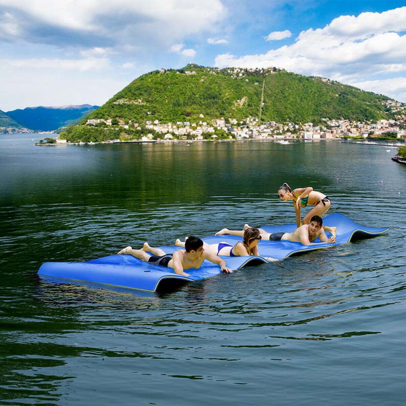 18 X 6 Ft Floating Water Pad 3 Layer Xpe Foam Water Mat With Rolling Pillow Floating Island For River Lake Ocean