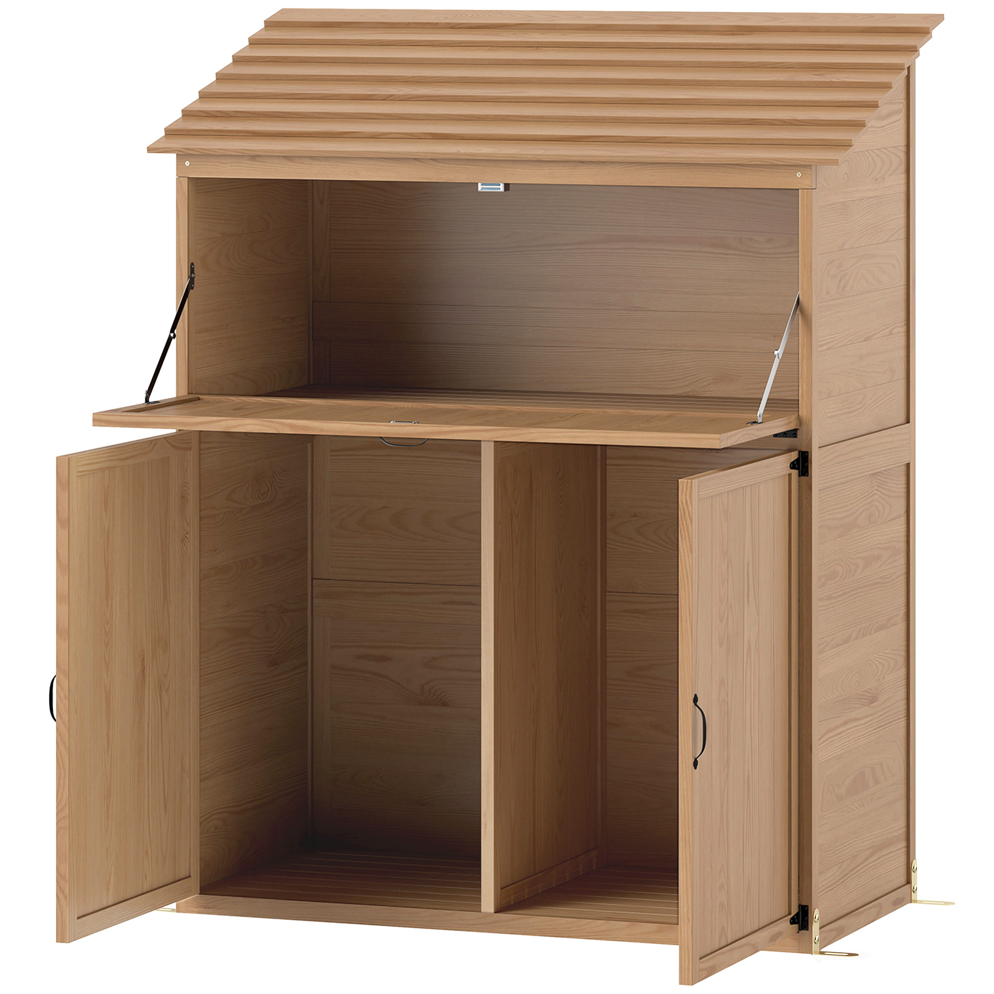Tuinopbergkast met Uitklapbare Tafel, Werkzeugschuur met Dak 110 x 54 x 136 cm, Vurenhout, Bruin