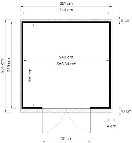 Gartenhaus Alster, Gerätehaus Holz, 251x254x210 cm, Pultdach, inkl. Fußboden, Lagerschuppen Garten, Fahrradschuppen, 6m², 19mm Wand, Naturbelassen