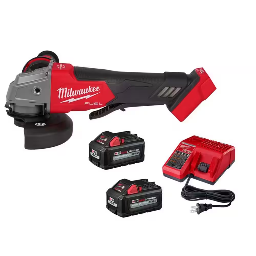 M18 FUEL 18V Lithium-Ion Brushless Cordless 4-1/2 in./5 in. Grinder w/Paddle Switch w/Two 6.0 Ah Battery and Charger
