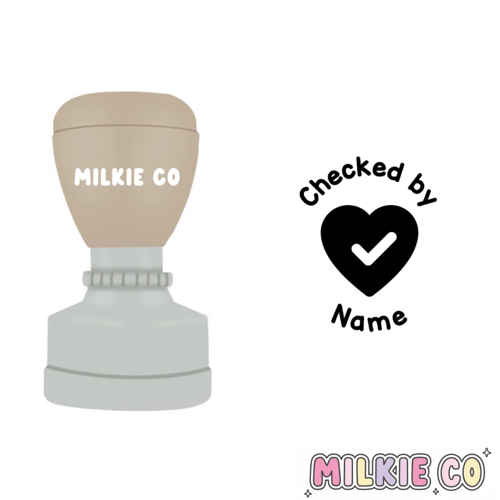 'Checked By Name' Heart Stamp