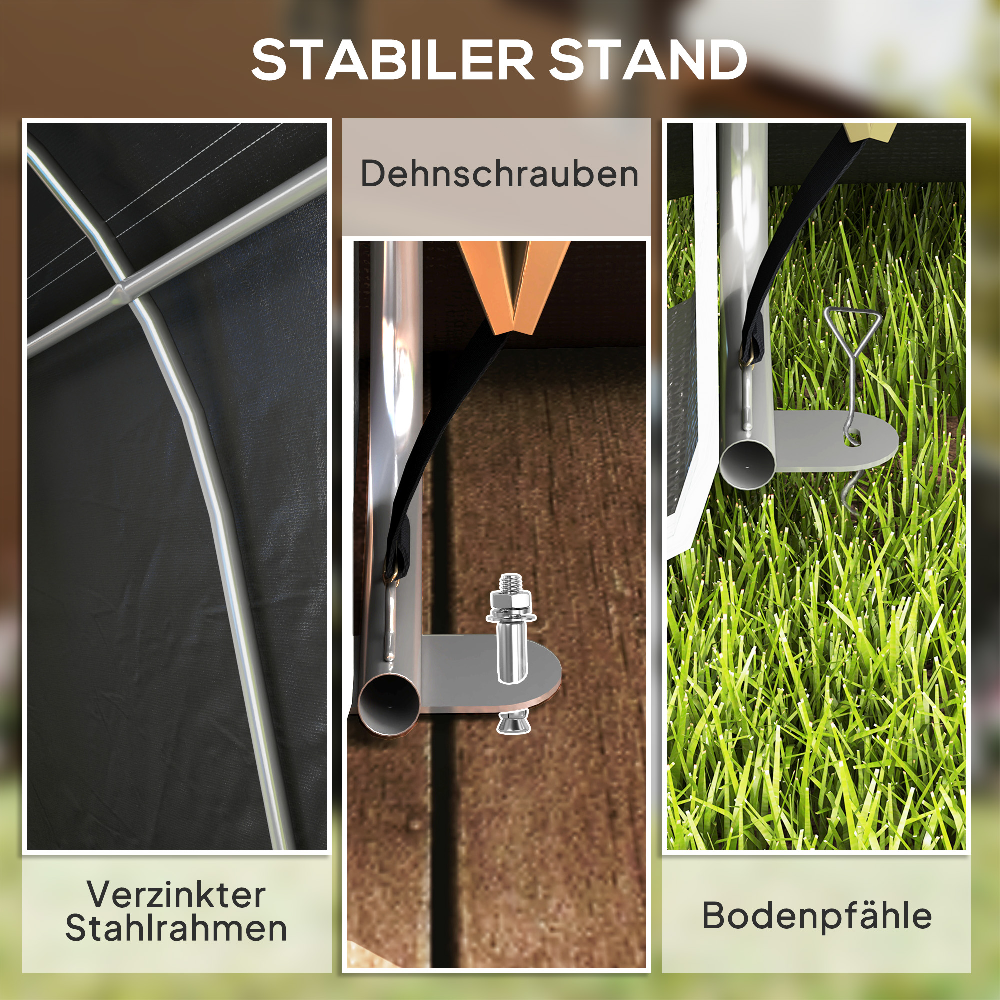 Tuinschuur met Kunststof Zeil, Gereedschapstent, Opzetbare Garage, 300B x 600D x 230H cm, Donkergrijs