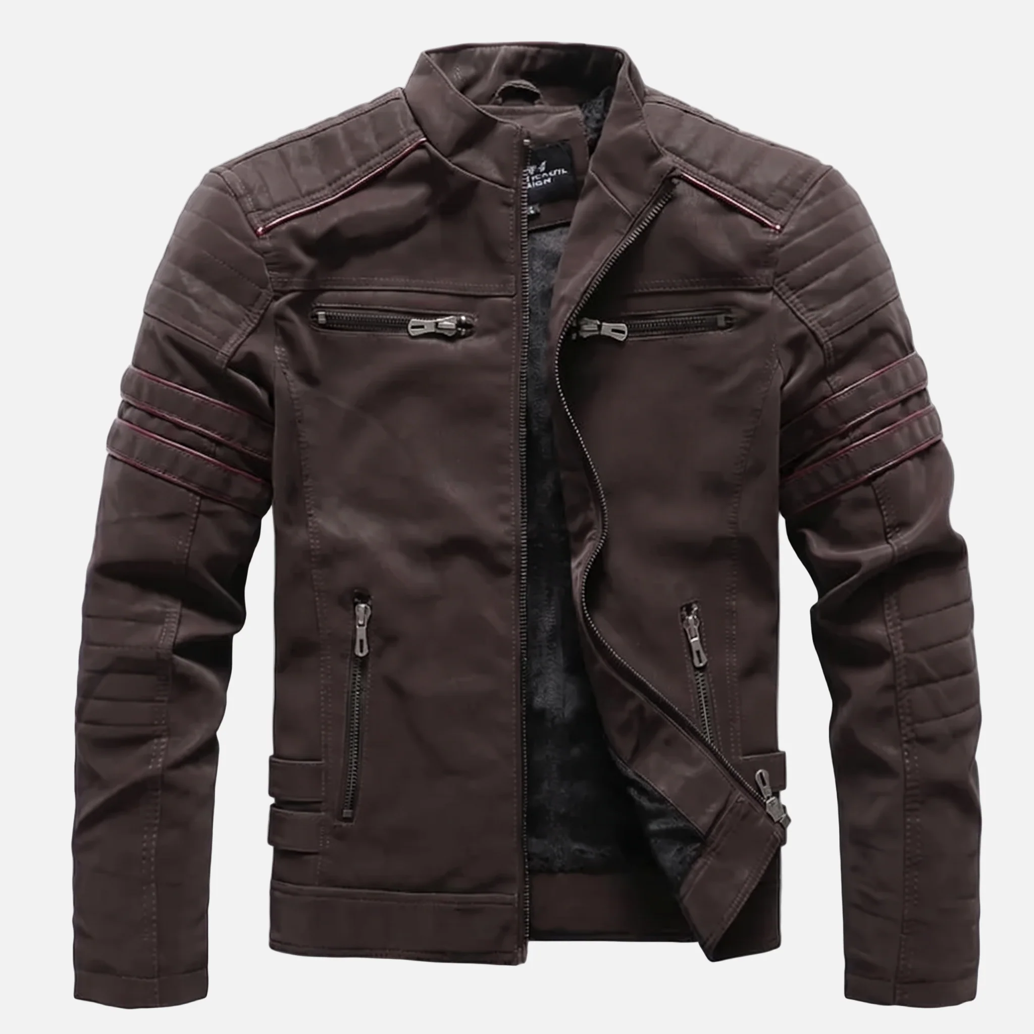 Texturierte Bikerjacke mit Stehkragen f��r Herren