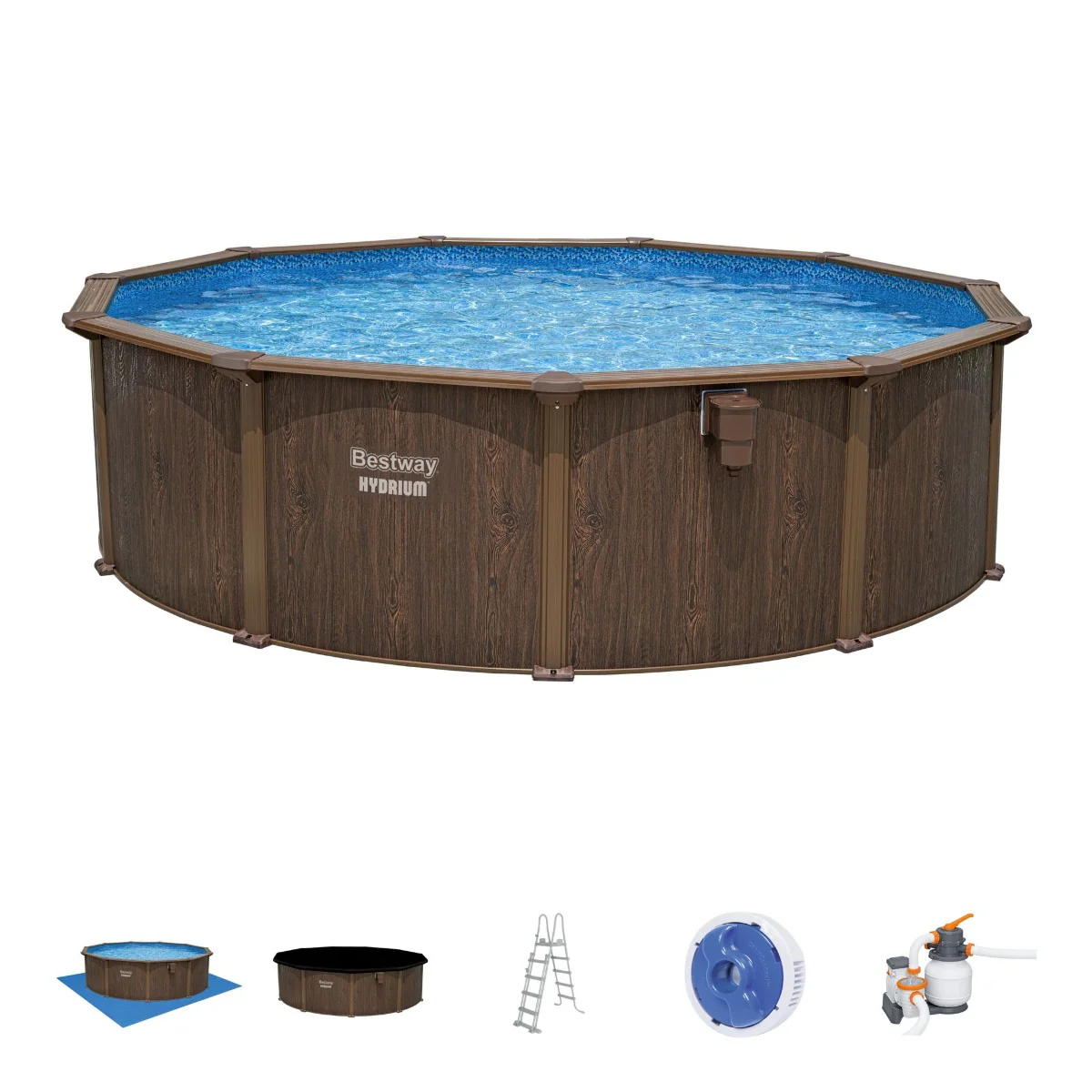 2025 16 voet x 52 inch houtlook ronde Hydrium stalen zwembadset voor opzetzwembad